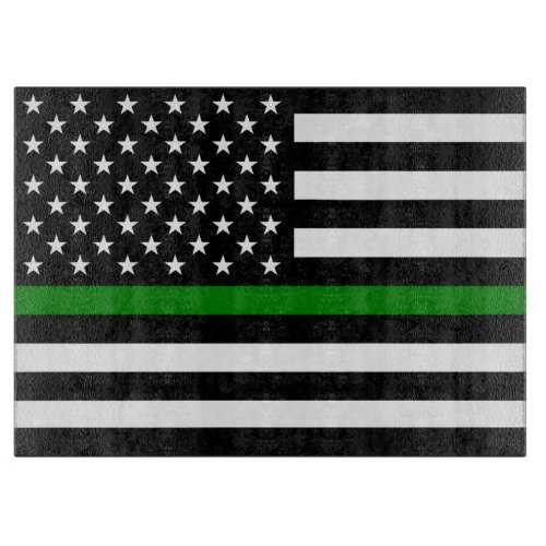 Thin Green Line Military  Veterans American Flag Cutting Board