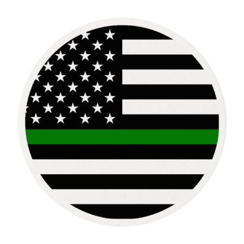 Thin Green Line Military  Veterans American Flag Edible Frosting Rounds