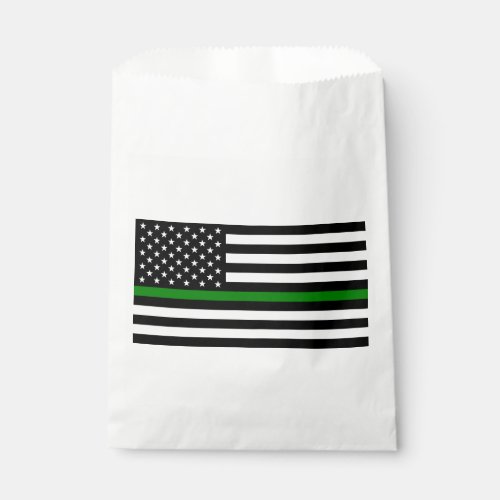 Thin Green Line Military  Veterans American Flag Favor Bag