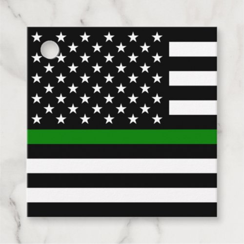 Thin Green Line Military  Veterans American Flag Favor Tags