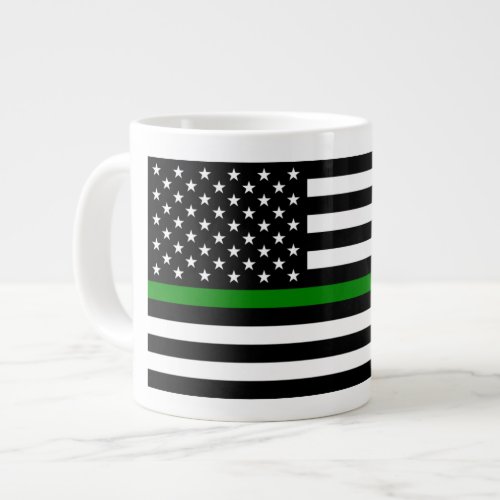 Thin Green Line Military  Veterans American Flag Giant Coffee Mug
