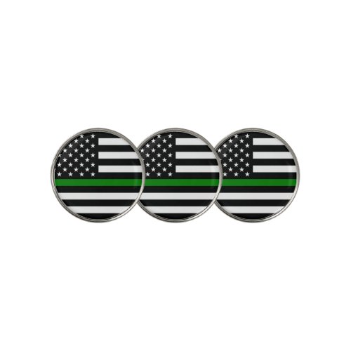 Thin Green Line Military  Veterans American Flag Golf Ball Marker