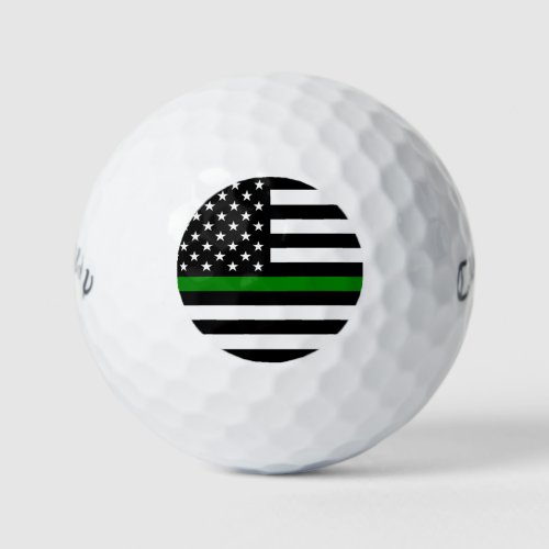 Thin Green Line Military  Veterans American Flag Golf Balls
