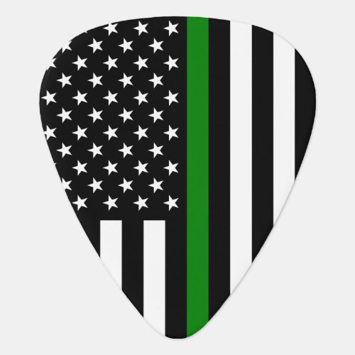 Thin Green Line Military  Veterans American Flag Guitar Pick