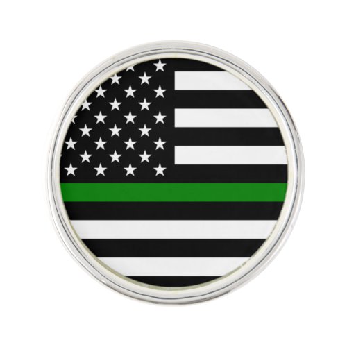 Thin Green Line Military  Veterans American Flag Lapel Pin