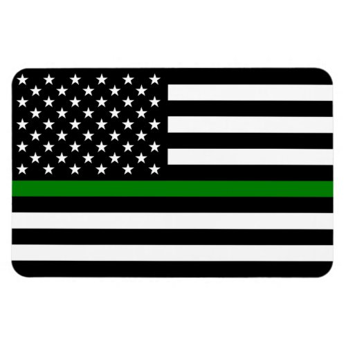 Thin Green Line Military  Veterans American Flag Magnet