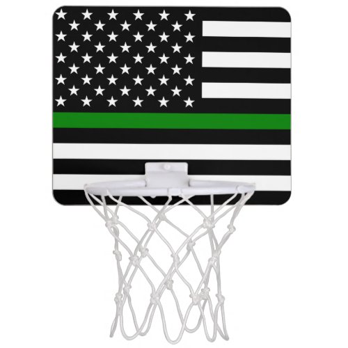 Thin Green Line Military  Veterans American Flag Mini Basketball Hoop