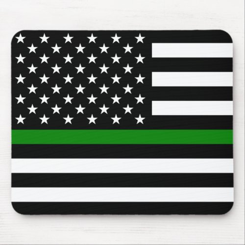 Thin Green Line Military  Veterans American Flag Mouse Pad