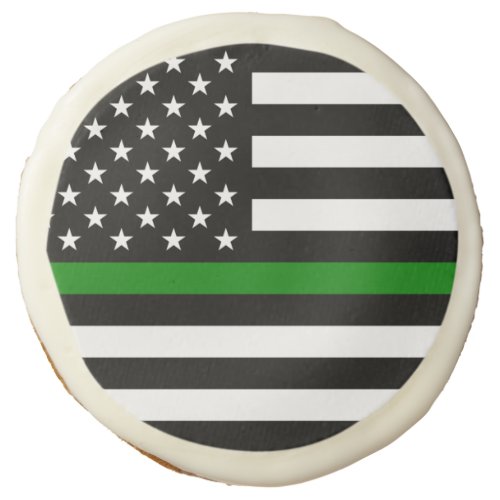 Thin Green Line Military  Veterans American Flag Sugar Cookie