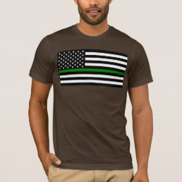 Thin Green Line Military &amp; Veterans American Flag T-Shirt