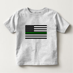 Thin Green Line Military &amp; Veterans American Flag Toddler T-shirt
