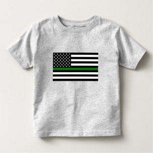 Thin Green Line Military & Veterans American Flag Toddler T-shirt