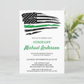 Thin Green Line Party Retirement Soldier Military  Invitation (Standing Front)