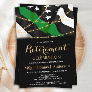 Thin Green Line Patriotic Army Military Retirement Invitation