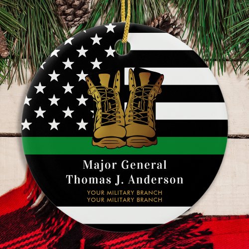 Thin Green Line Personalized Army Boots Military Ceramic Ornament