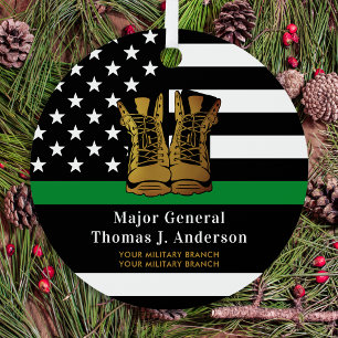 Thin Green Line Personalized Army Boots Military Metal Ornament