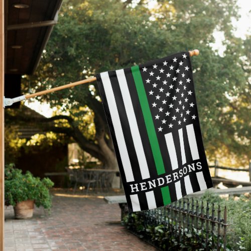 Thin Green Line Personalized Military House Flag