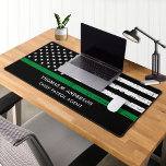 Thin Green Line Personalized Military Officer Desk Mat<br><div class="desc">Thin Green Line American Flag Military Desk Mat - USA American flag design in Military Flag colors.. Perfect for all military, army, border protection, border patrol, conservation officer, park ranger, game warden, federal law enforcement. Personalize this thin green line desk name mat with name, and title . Perfect for army...</div>