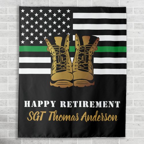 Thin Green Line Personalized Military Retirement Tapestry
