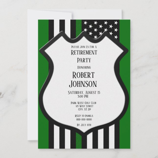Thin Green Line Retirement Invitation (Front)