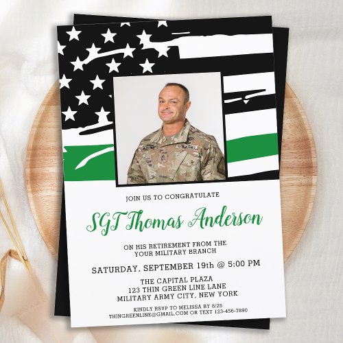 Thin Green Line Retirement Party Military  Invitation