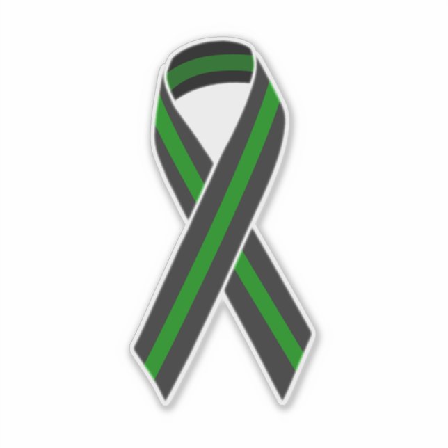 Thin Green Line Ribbon Sticker (Front)