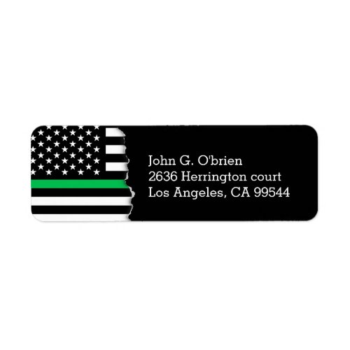 Thin Green Line Style American Flag Label