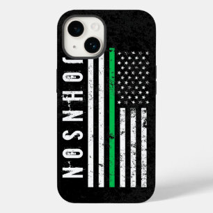 Thin Green Line Themed Flag Custom Name Case-Mate iPhone 14 Case