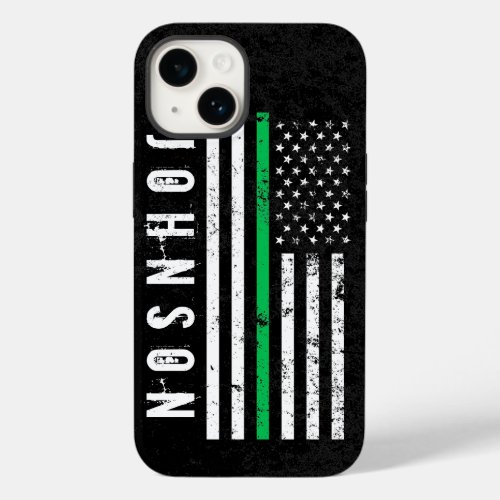 Thin Green Line Themed Flag  Custom Name Case_Mate iPhone 14 Case