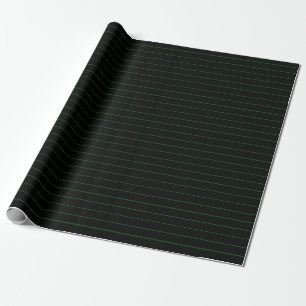 Thin Green Stripes on Black Party or Christmas Wrapping Paper