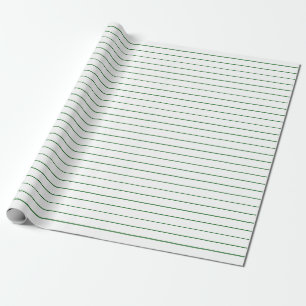 Thin Green Stripes on White Party or Christmas Wrapping Paper