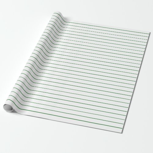 Thin Green Stripes on White Party or Christmas Wrapping Paper