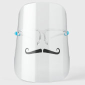 Thin Handlebar Mustache Simple Funny Drawing Black Face Shield (Front)