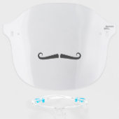 Thin Handlebar Mustache Simple Funny Drawing Black Face Shield (Front w/Glasses)