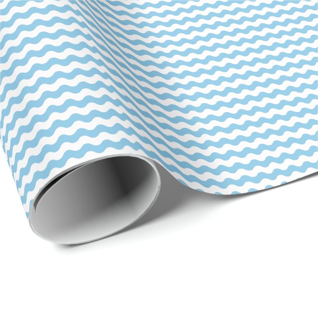 Thin Light Blue and White Waves Wrapping Paper (Roll Corner)