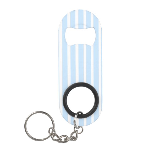 Thin Light Blue Stripes Keychain Bottle Opener (Front)