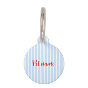 Thin Light Blue Stripes Pet ID Tag