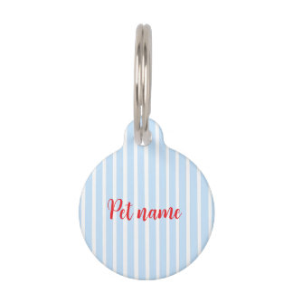 Thin Light Blue Stripes Pet ID Tag