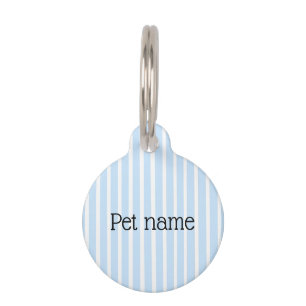Thin Light Blue Stripes Pet ID Tag