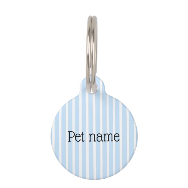 Thin Light Blue Stripes Pet ID Tag (Front)