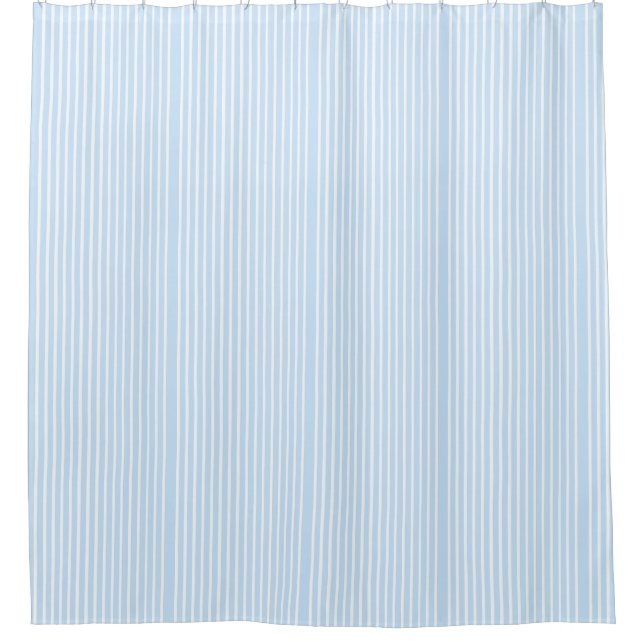 Thin Light Blue Stripes Shower Curtain (Front)