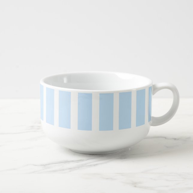 Thin Light Blue Stripes Soup Mug (Left)