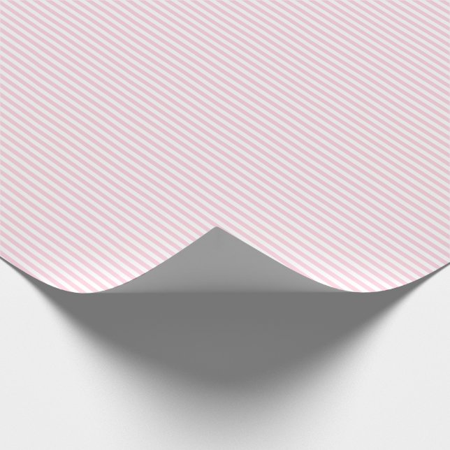 Thin Light Pink and White Stripes Wrapping Paper (Corner)