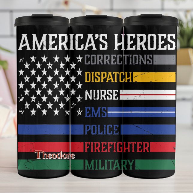 Thin Line America's Heroes Design Thermal Tumbler (Creator Uploaded)