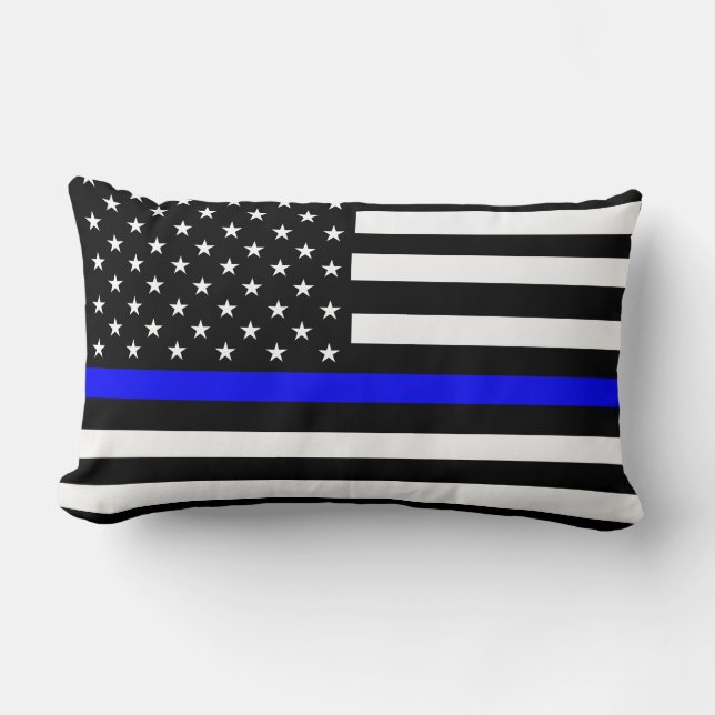 Thin Line Blue Flag Lumbar Pillow (Front)
