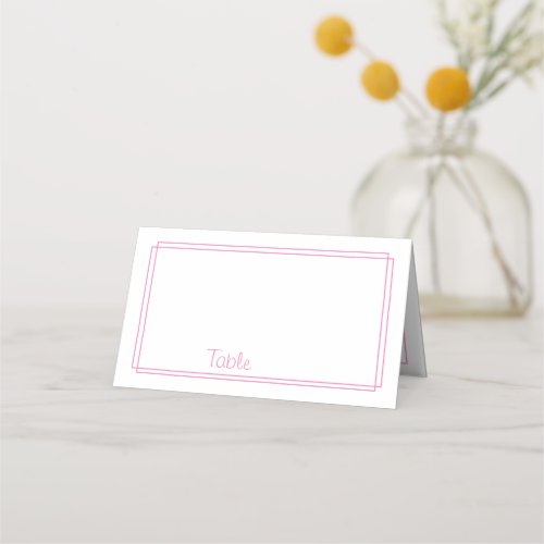 Thin Line Border l Pink and White Place card