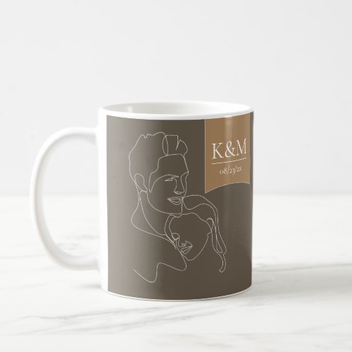 Thin Line Couple Wedding Ash Brown ID919 Coffee Mug