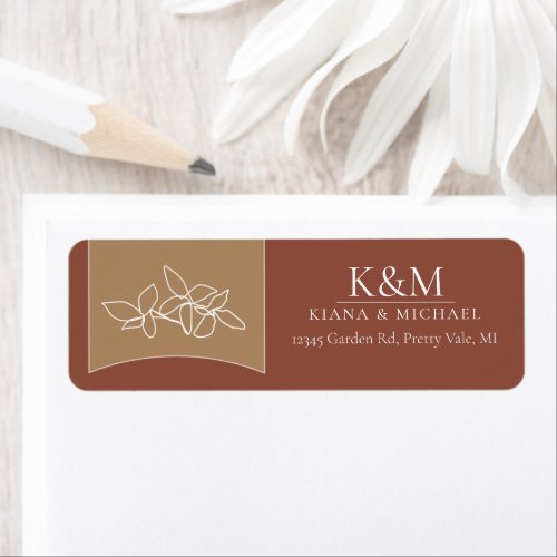 Thin Line Couple Wedding Brick RedClay ID919  Label