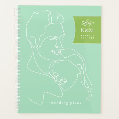 Thin Line Couple Wedding MintSpring Green ID919 Planner