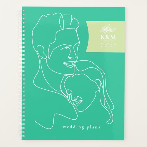 Thin Line Couple Wedding TealCelery ID919 Planner